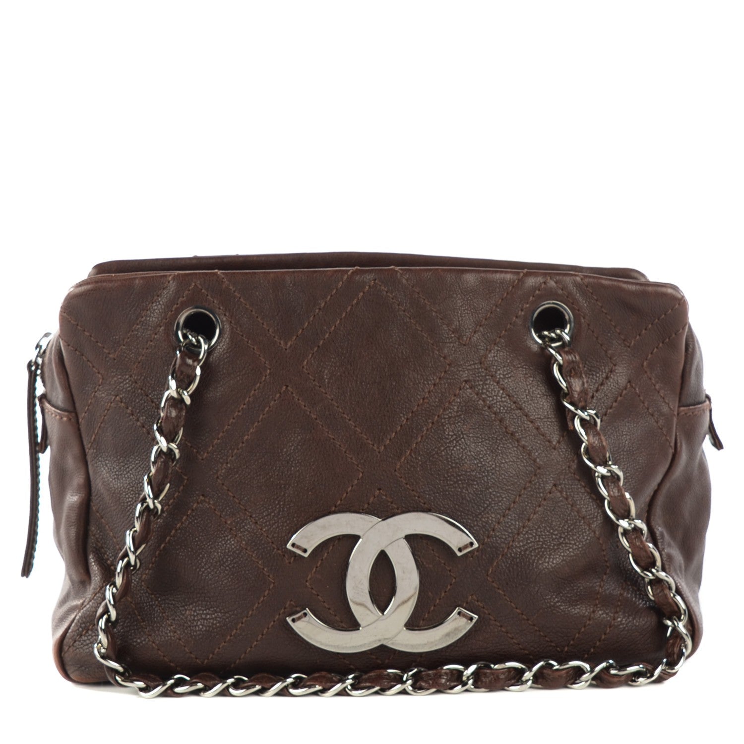 Chanel Calfskin Small Diamond Stitch Tote Brown 1 of 7