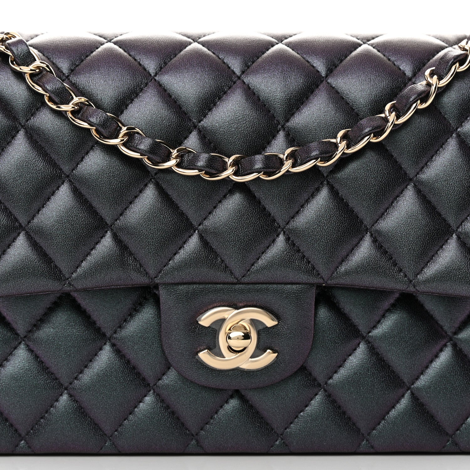 Chanel Iridescent Lambskin Quilted Medium Double Flap Black 8 of 13