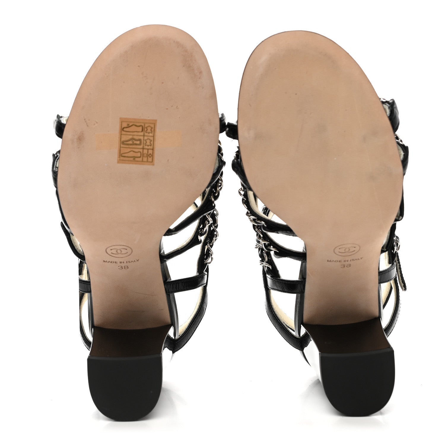 Chanel Calfskin Chain Sandals 38 Black 5 of 12