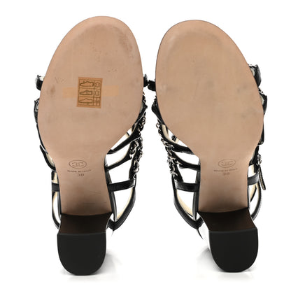 Chanel Calfskin Chain Sandals 38 Black 5 of 12