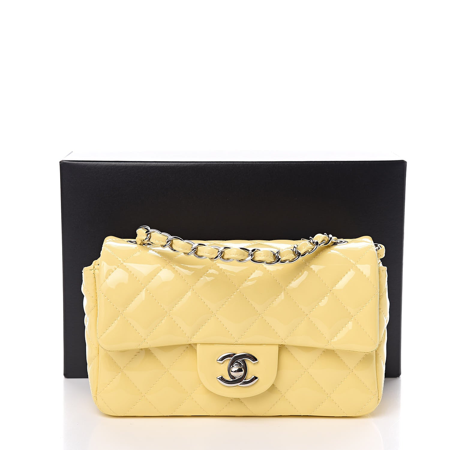 Chanel Patent Quilted Mini Rectangular Flap Yellow 11 of 11