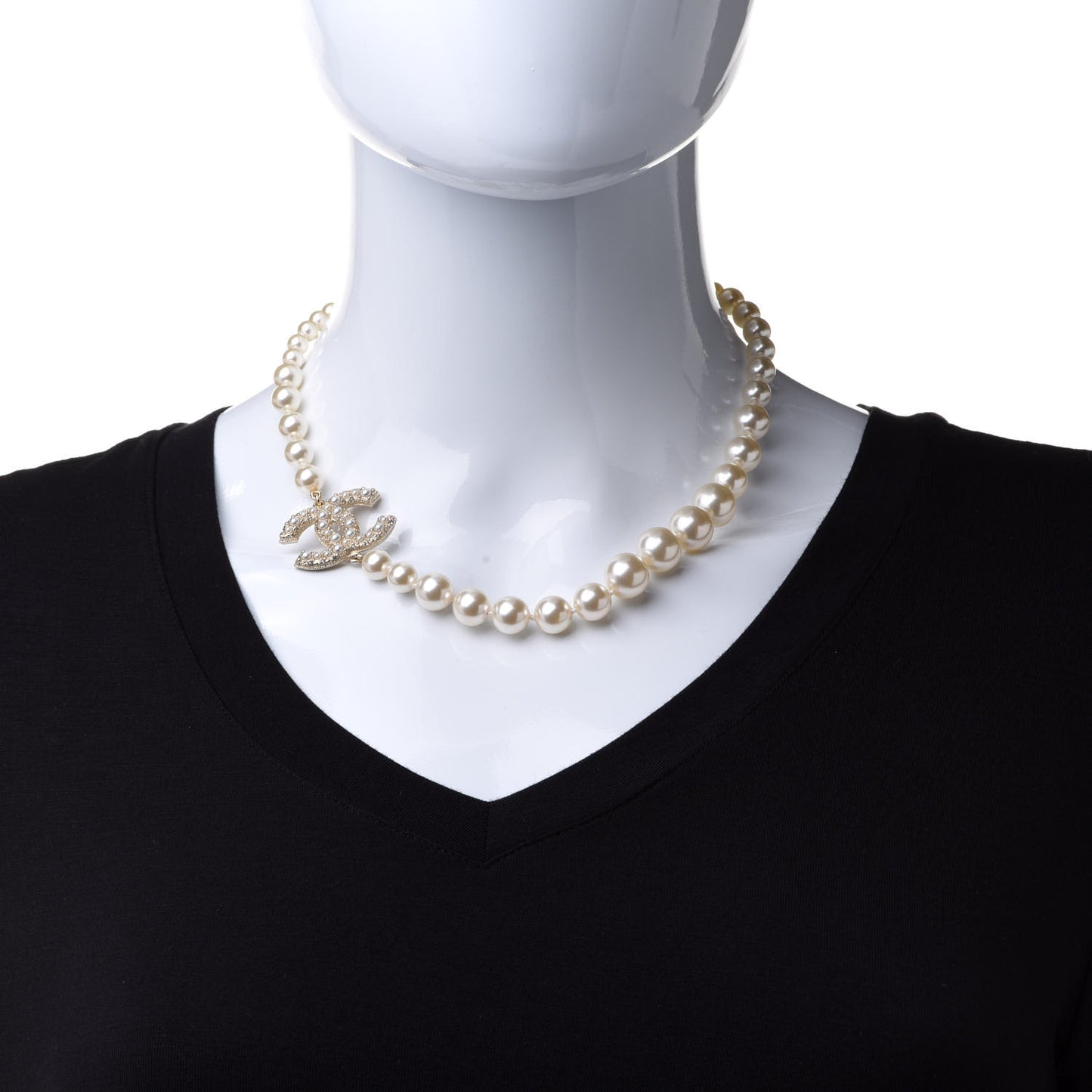 Pearl CC 100th Anniversary Necklace Light Gold