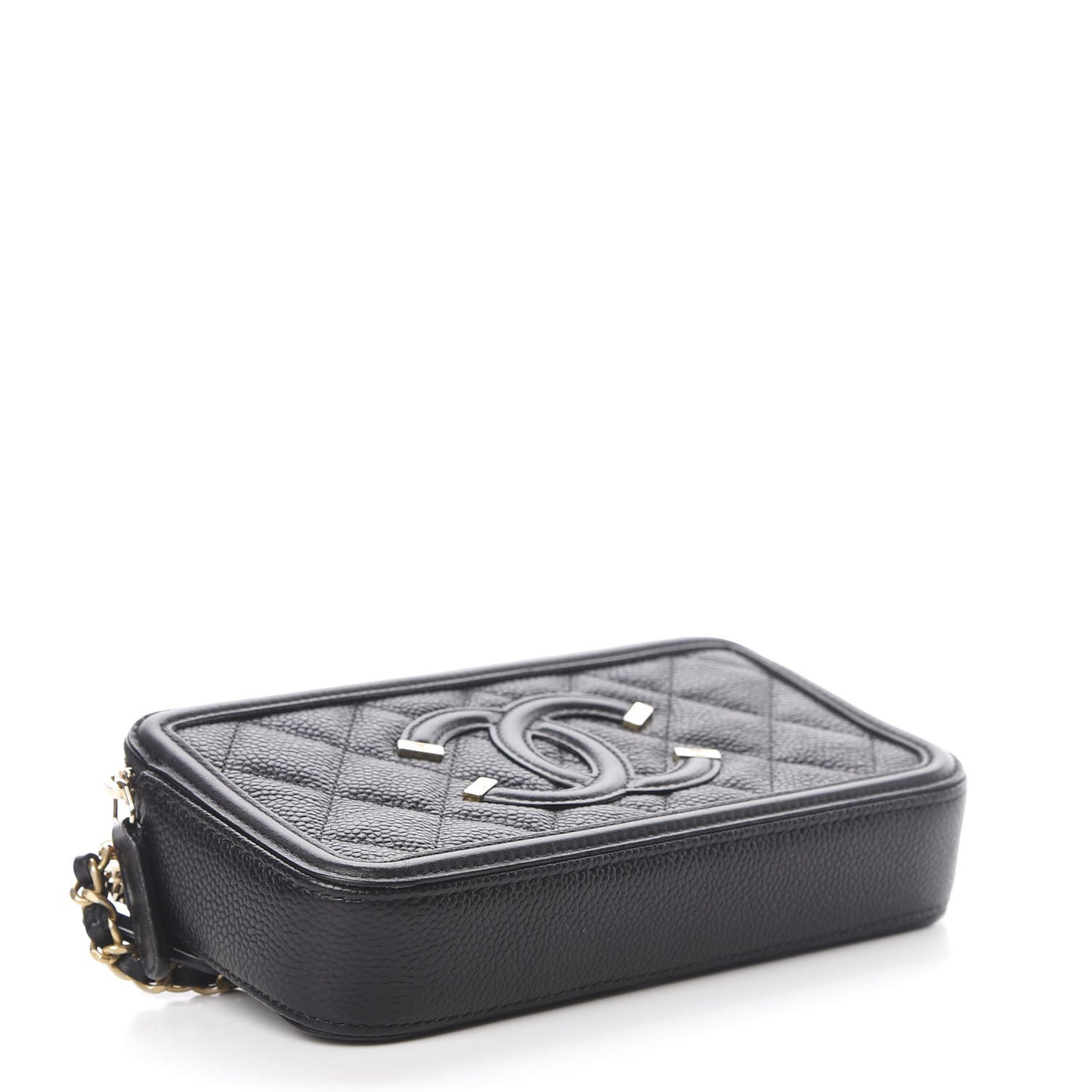 Caviar Quilted CC Filigree Clutch With Chain Black
