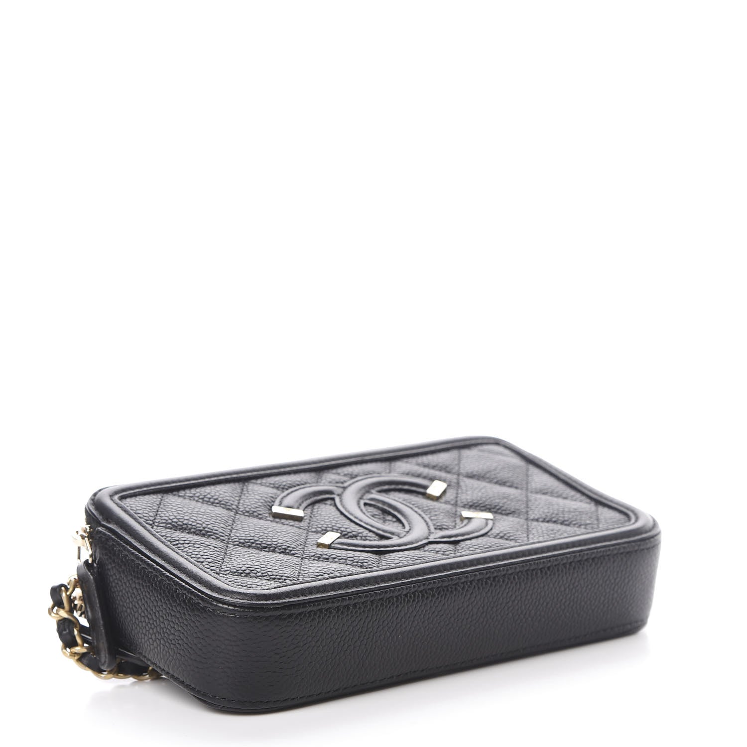 Chanel Caviar Quilted CC Filigree Clutch With Chain Black 4 of 16