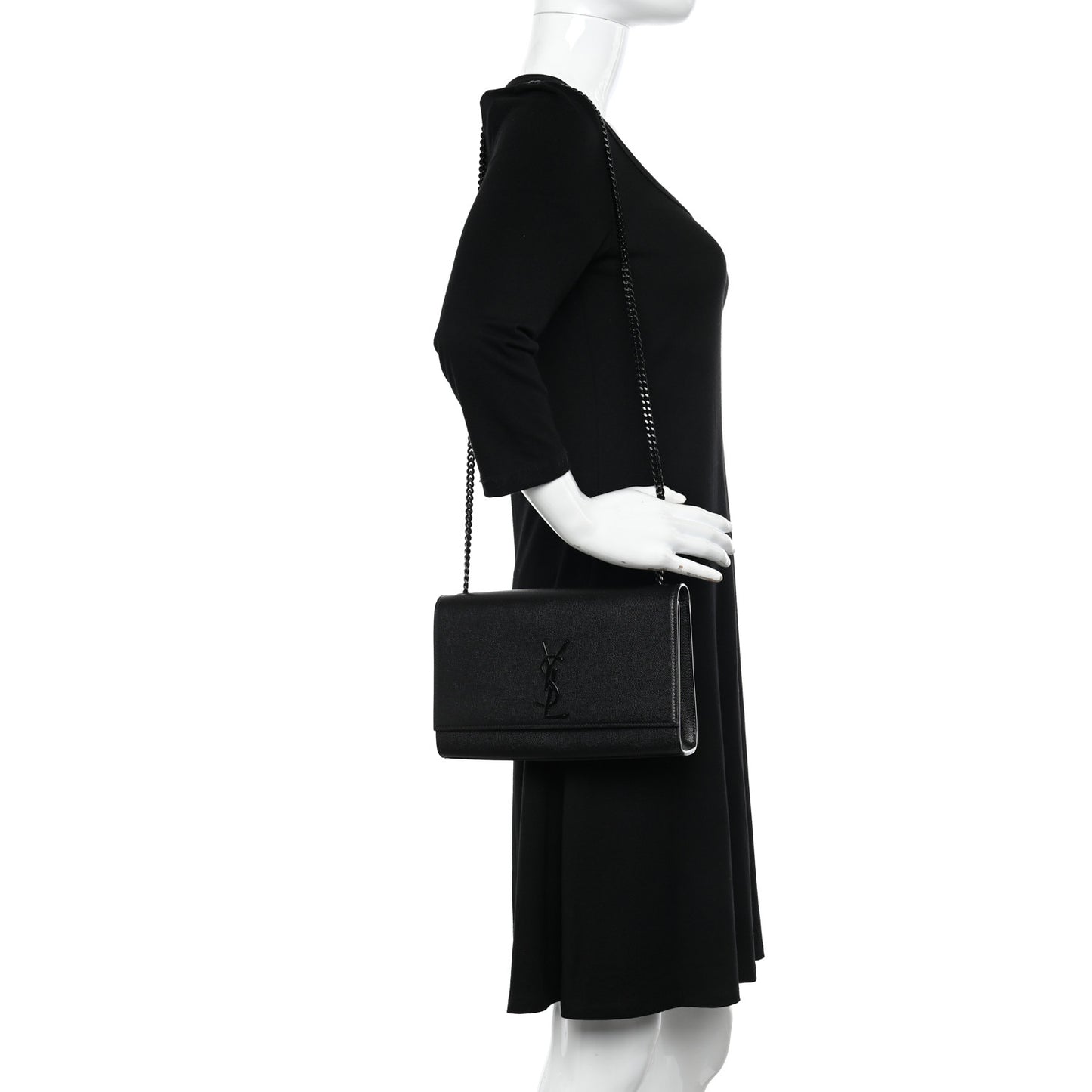 Grain De Poudre Medium Classic Monogram Monochrome Kate Satchel Black