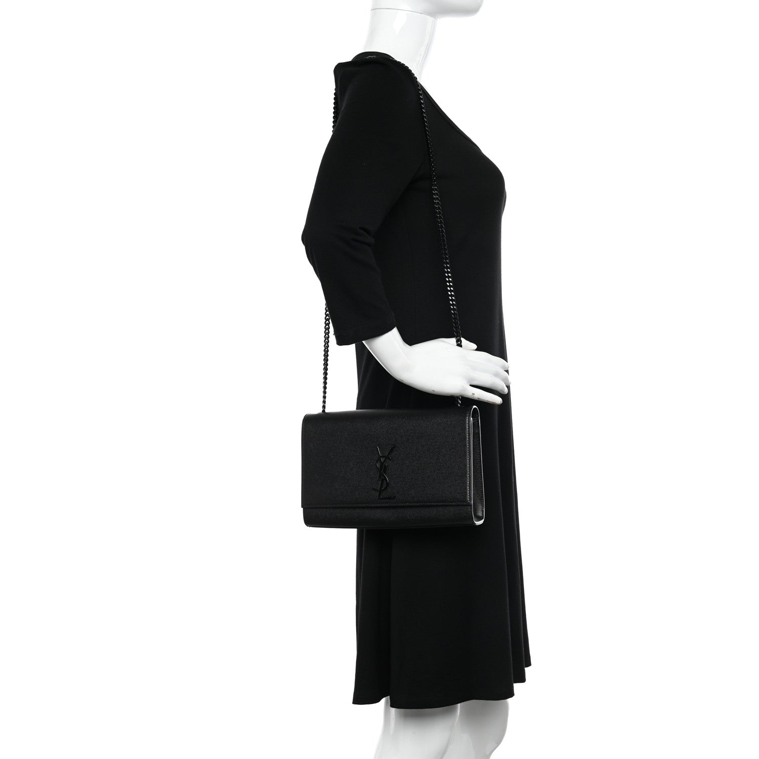 Saint Laurent Grain De Poudre Medium Classic Monogram Monochrome Kate Satchel Black 2 of 11