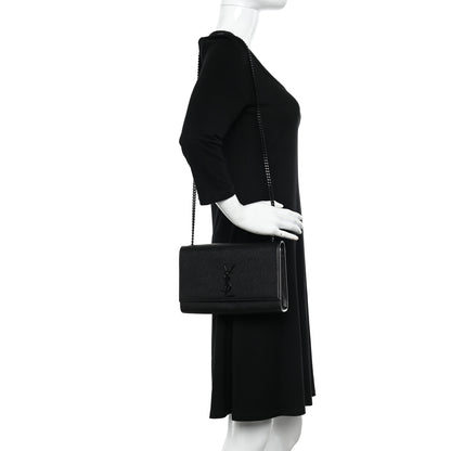 Saint Laurent Grain De Poudre Medium Classic Monogram Monochrome Kate Satchel Black 2 of 11