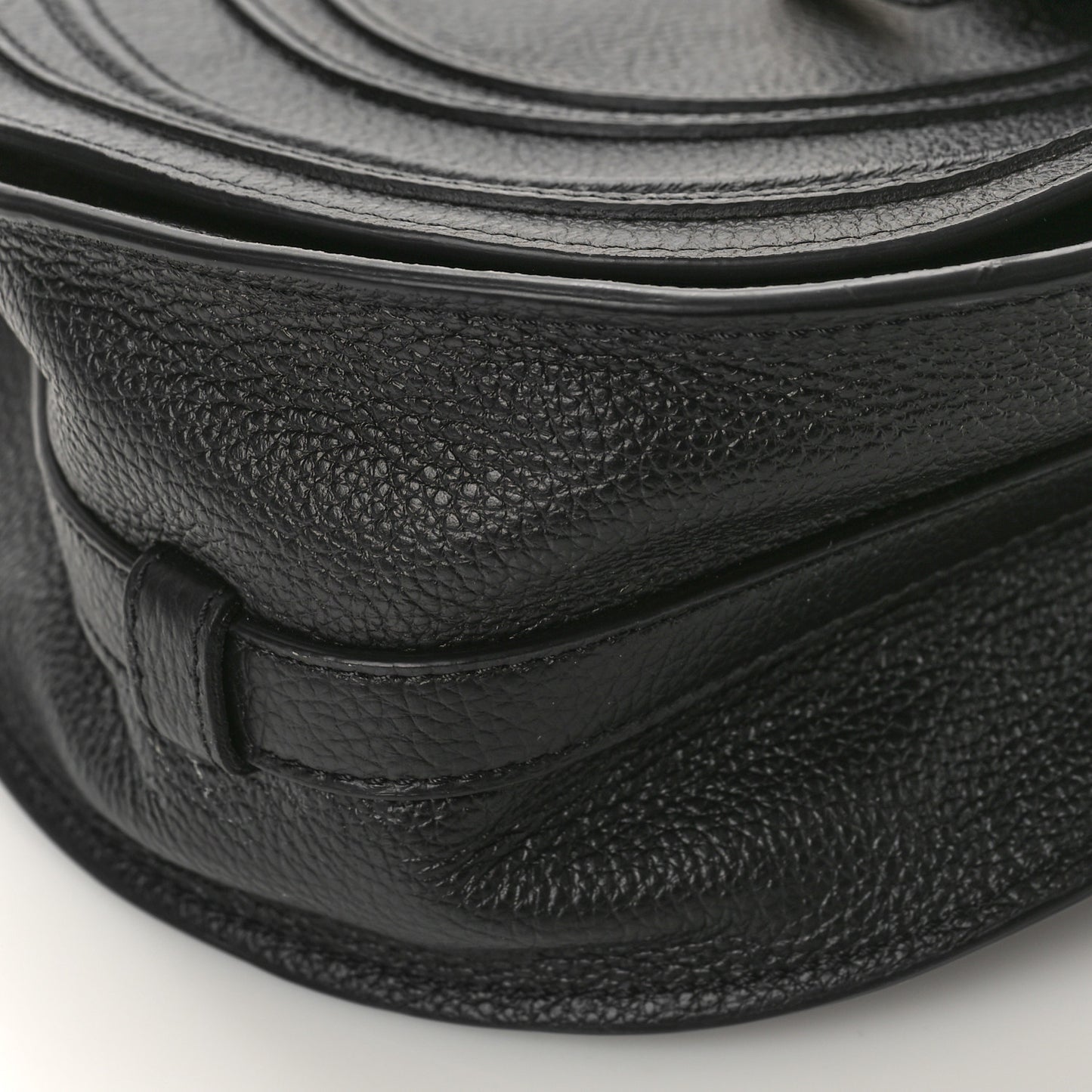 Calfskin Medium Marcie Round Crossbody Bag Black