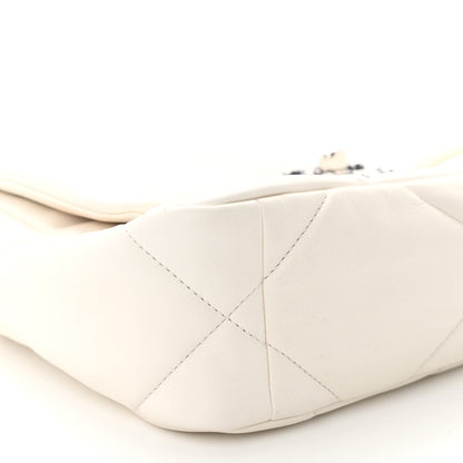 Chanel Glossy Calfskin Quilted Medium Chanel 19 Flap White Black 10 of 11