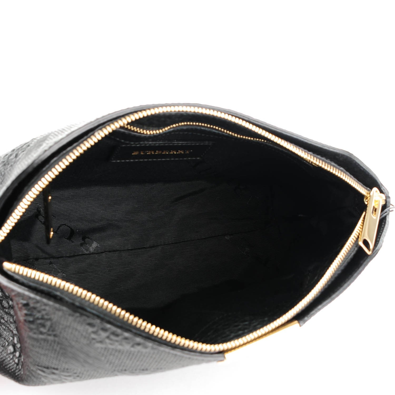 Burberry Signature Grain Calfskin Check Embossed Small Chichester Crossbody Clutch Bag Black 5 of 9