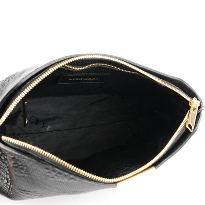 Burberry Signature Grain Calfskin Check Embossed Small Chichester Crossbody Clutch Bag Black 5 of 9