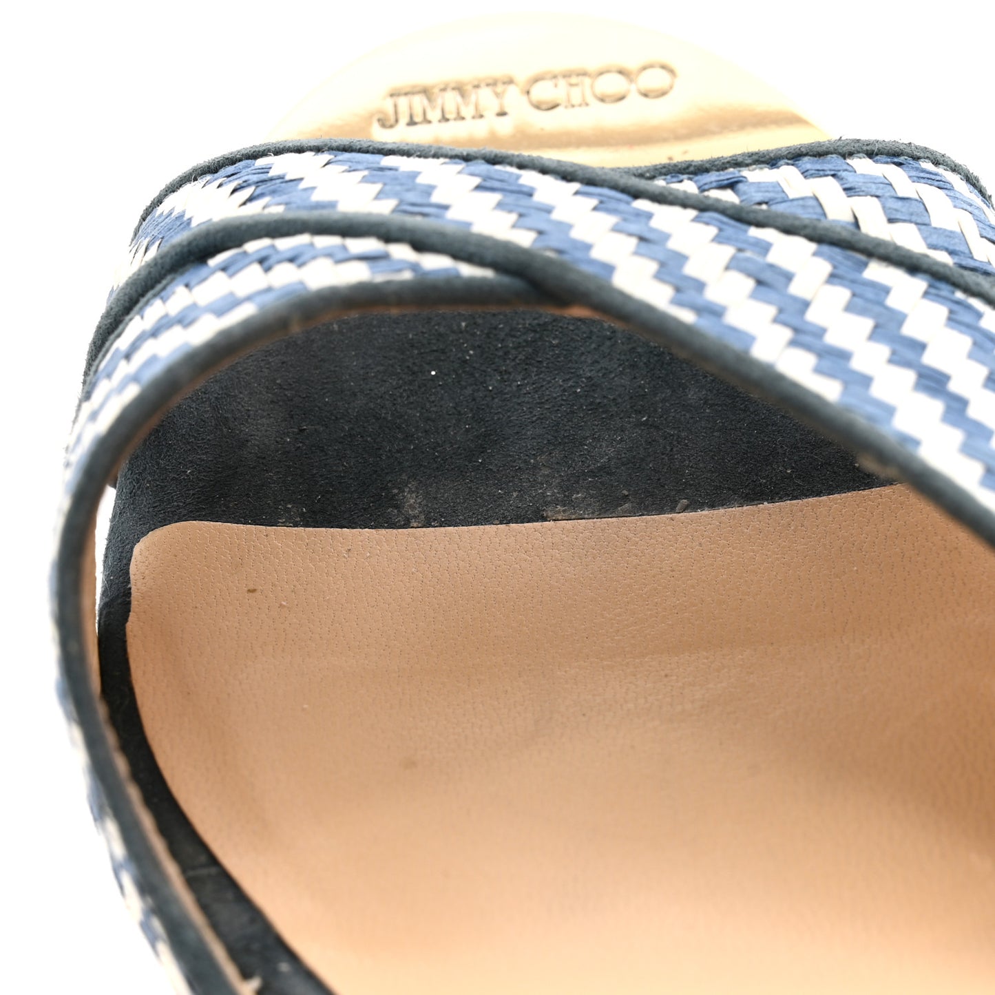 Woven Raffia Stripe Parker Wedge Sandals 38 Dusk Blue