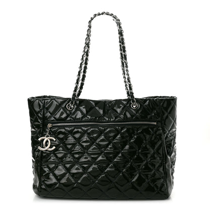 Chanel Patent Quilted Chic and Glitter Large Tote Navy Blue 1 of 12