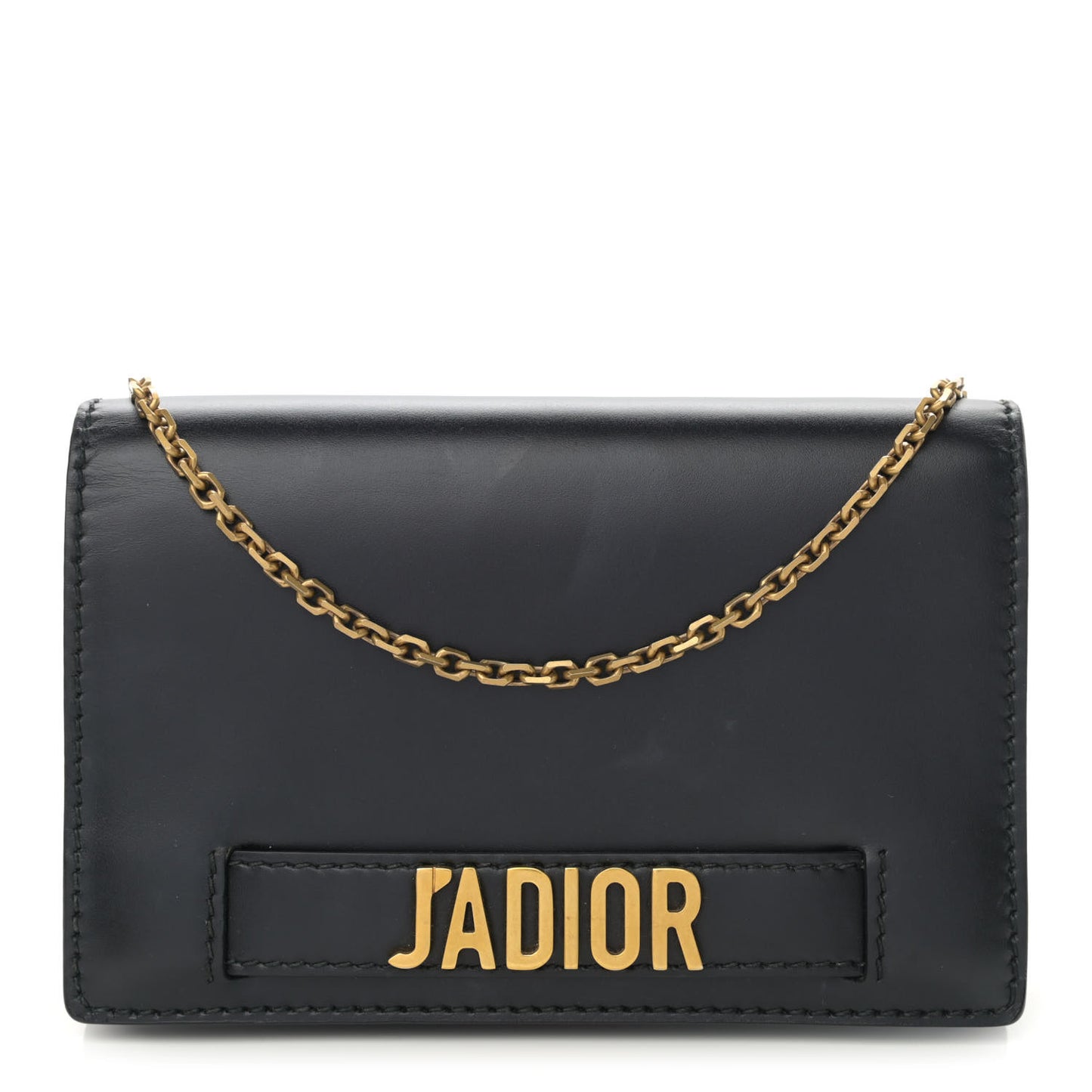 Calfskin J'Adior Wallet on Chain Pouch Black