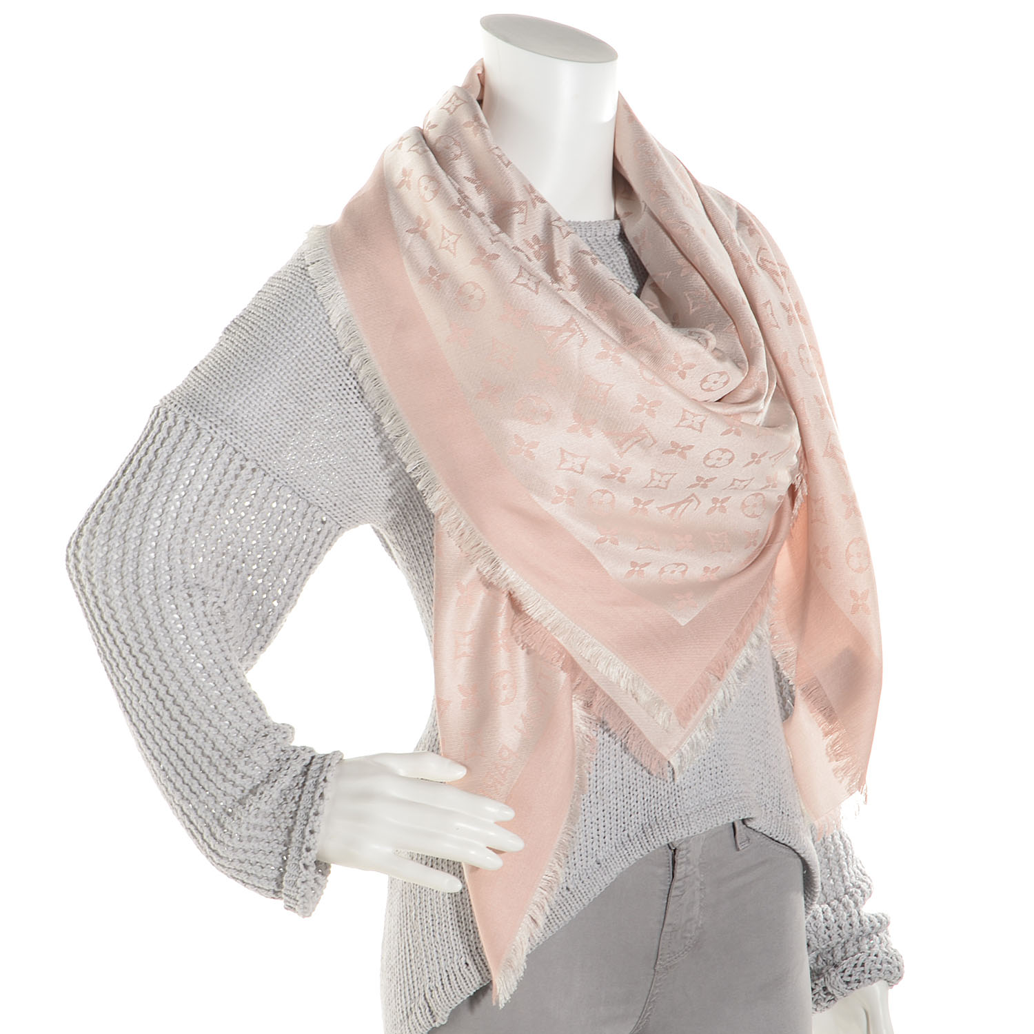 Louis Vuitton Monogram Denim Shawl Rose 2 of 5
