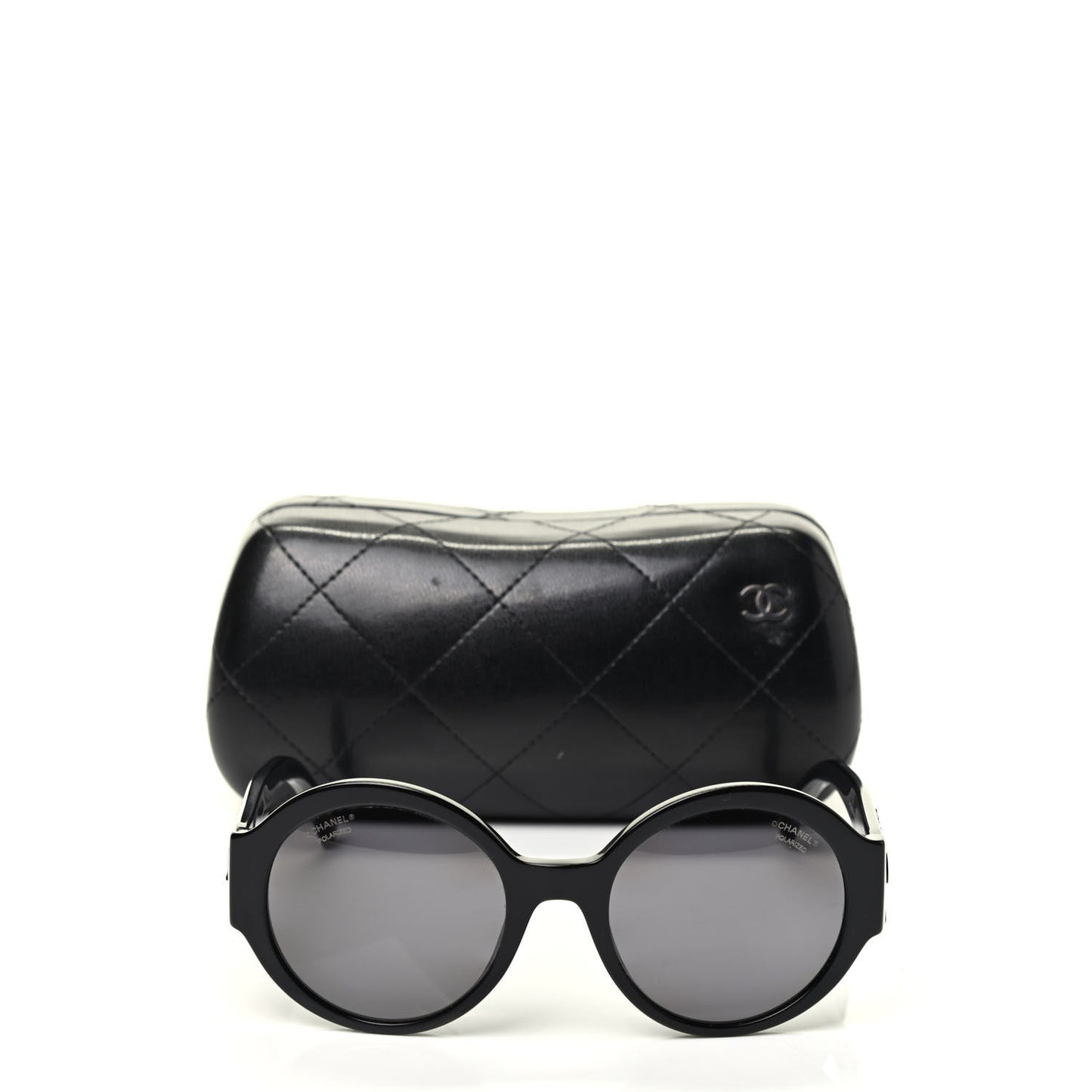 Acetate Polarized Round Sunglasses 5410 Black