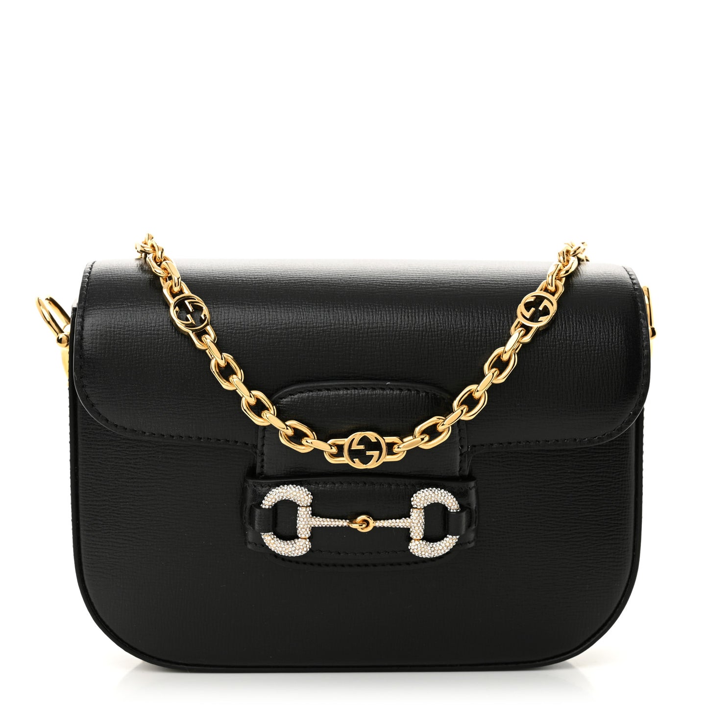 Azalea Calfskin Mini Crystal Horsebit 1955 Shoulder Bag Black
