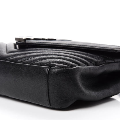 Saint Laurent Sheepskin Matelasse Chevron Monogram Medium College Bag Black 7 of 13