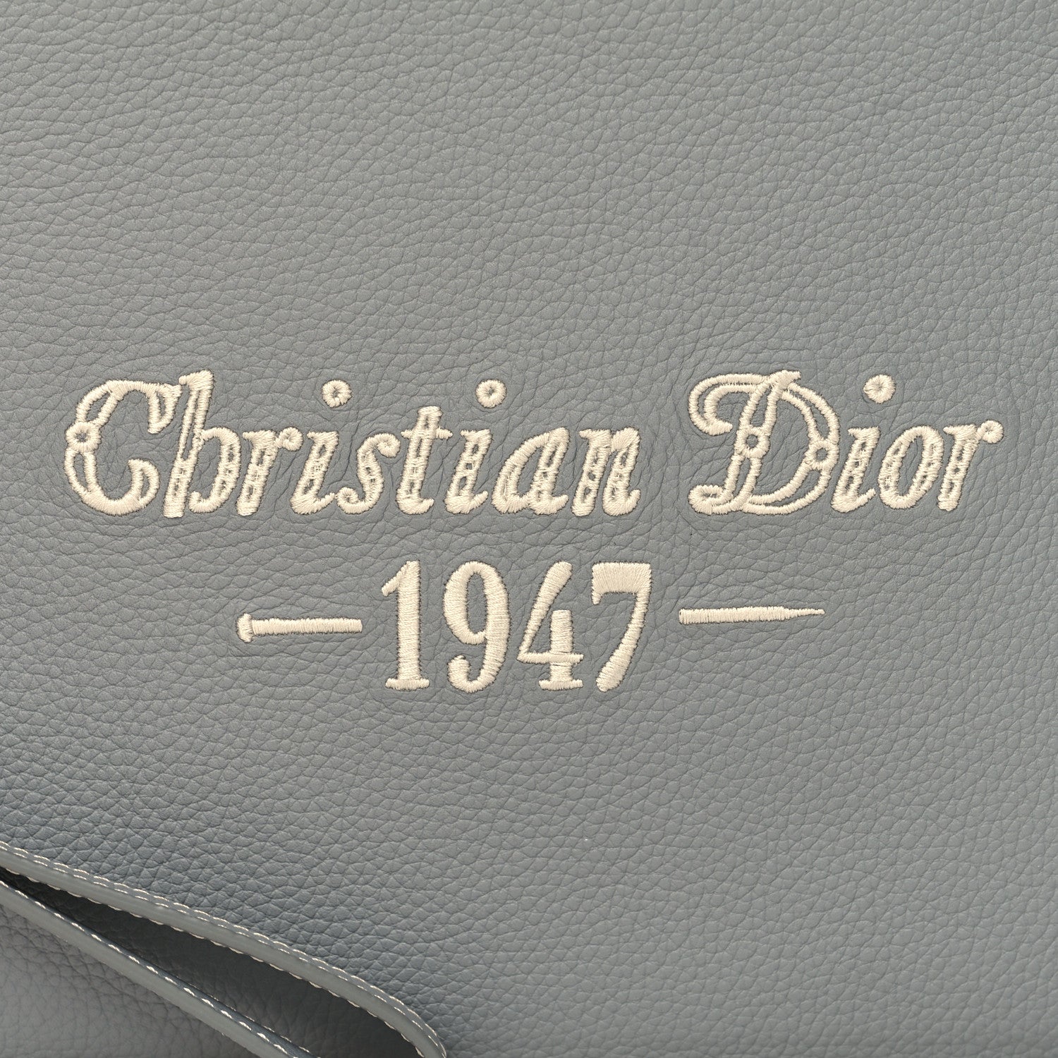 Christian Dior Grained Calfskin 1947 Signature A5 Pouch Grey White 8 of 11