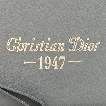 Christian Dior Grained Calfskin 1947 Signature A5 Pouch Grey White 8 of 11
