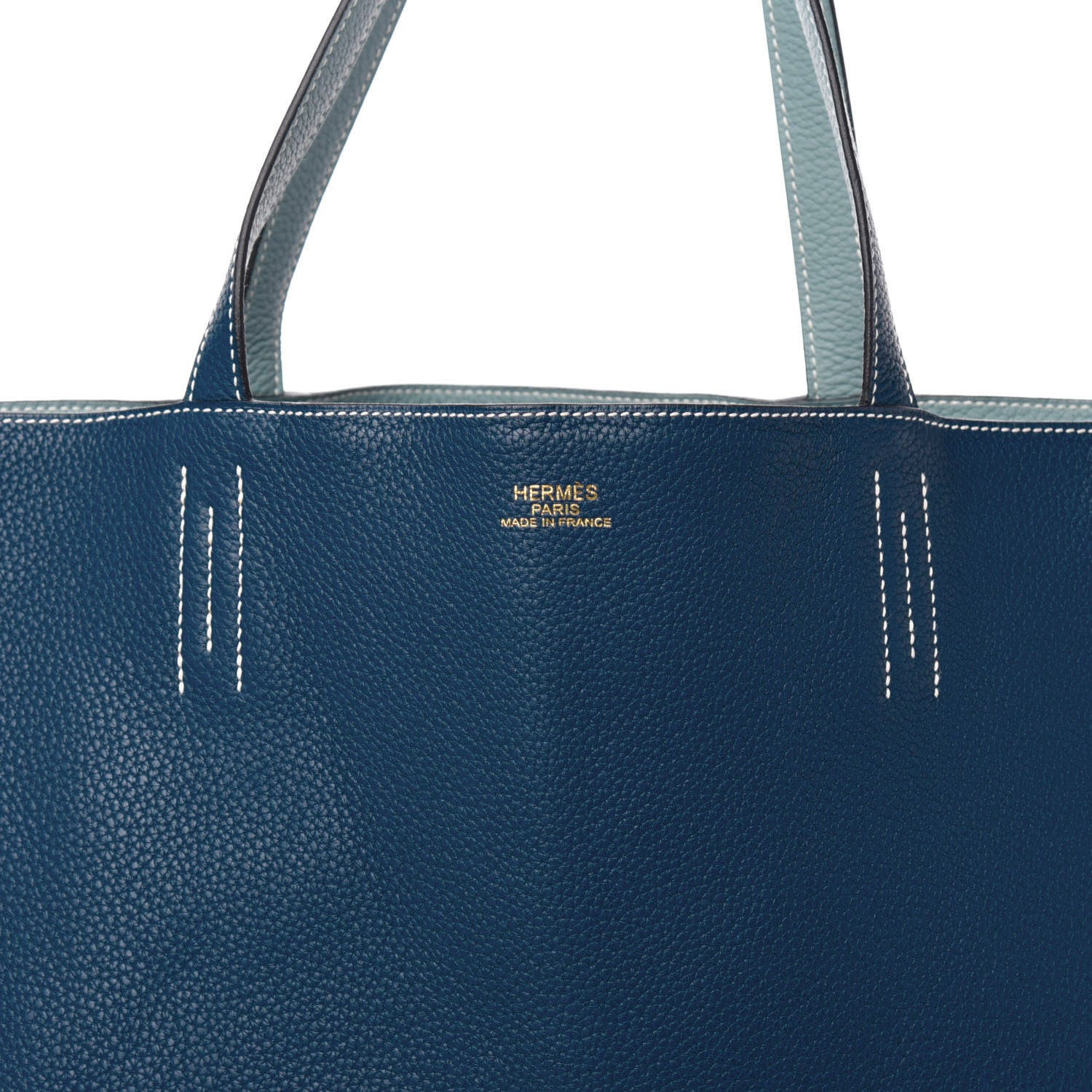 Hermes Taurillon Clemence Double Sens 36 Reversible Tote Ciel Bleu Saphir 15 of 15