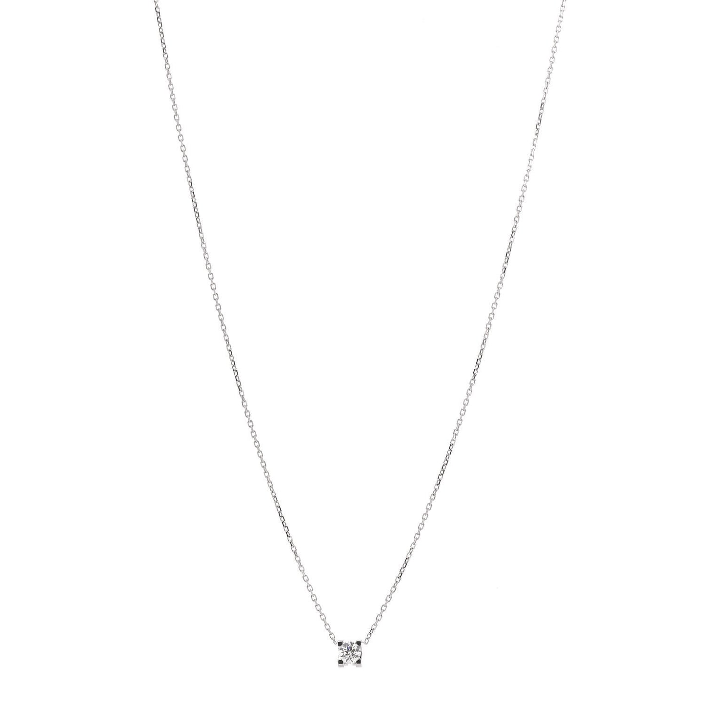 18K White Gold Diamond .24ct C De Cartier Pendant Necklace