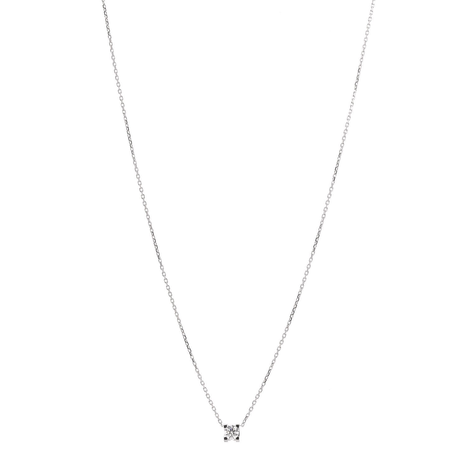 Cartier 18K White Gold Diamond .24ct C De Cartier Pendant Necklace 1 of 5