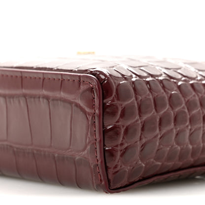 Chanel Calfskin Crocodile Embossed Crococo Top Handle Slim Vanity Case With Chain Dark Burgundy 10 of 11