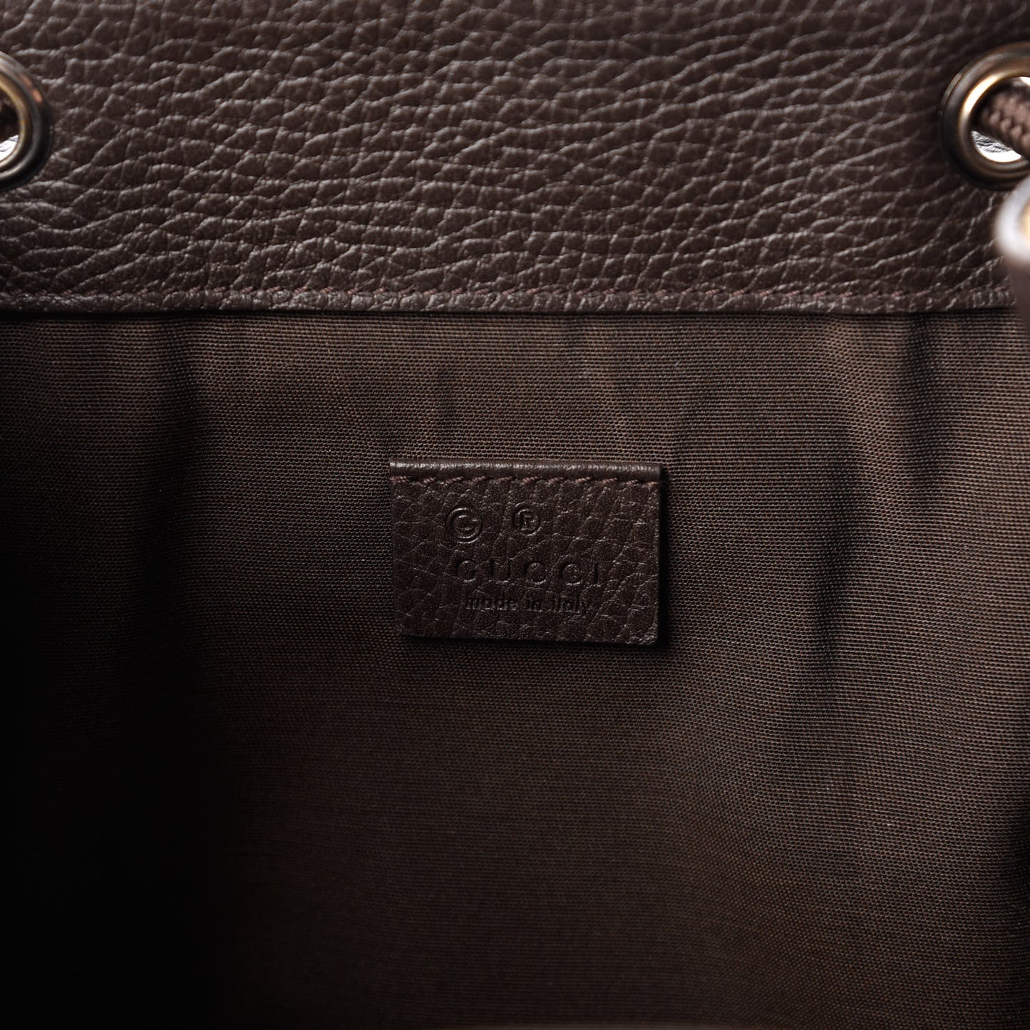 Monogram Dollar Calfskin O Drawstring Backpack Beige Ebony Testa di Moro Dark Chocolate