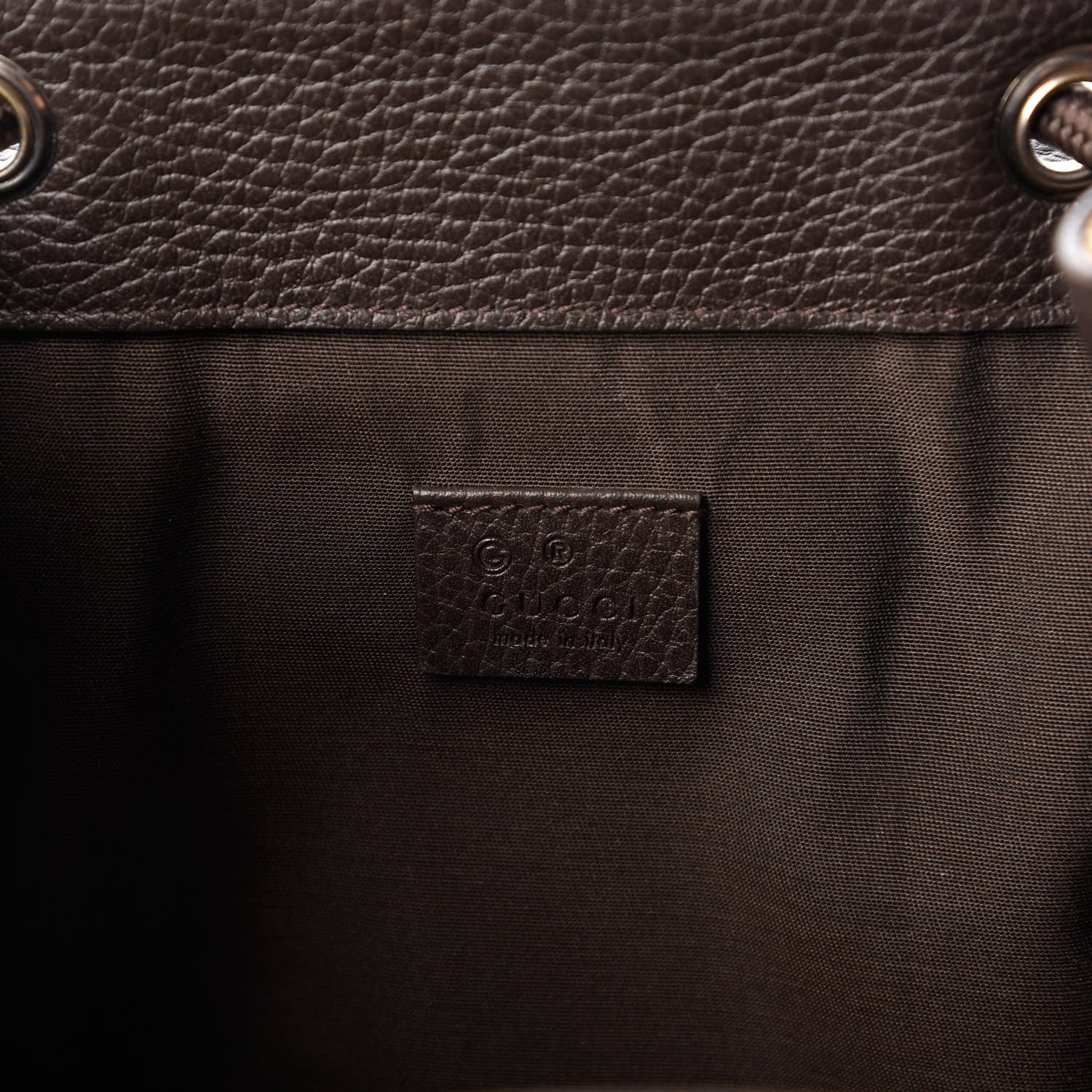 Gucci Monogram Dollar Calfskin O Drawstring Backpack Beige Ebony Testa di Moro Dark Chocolate 8 of 12