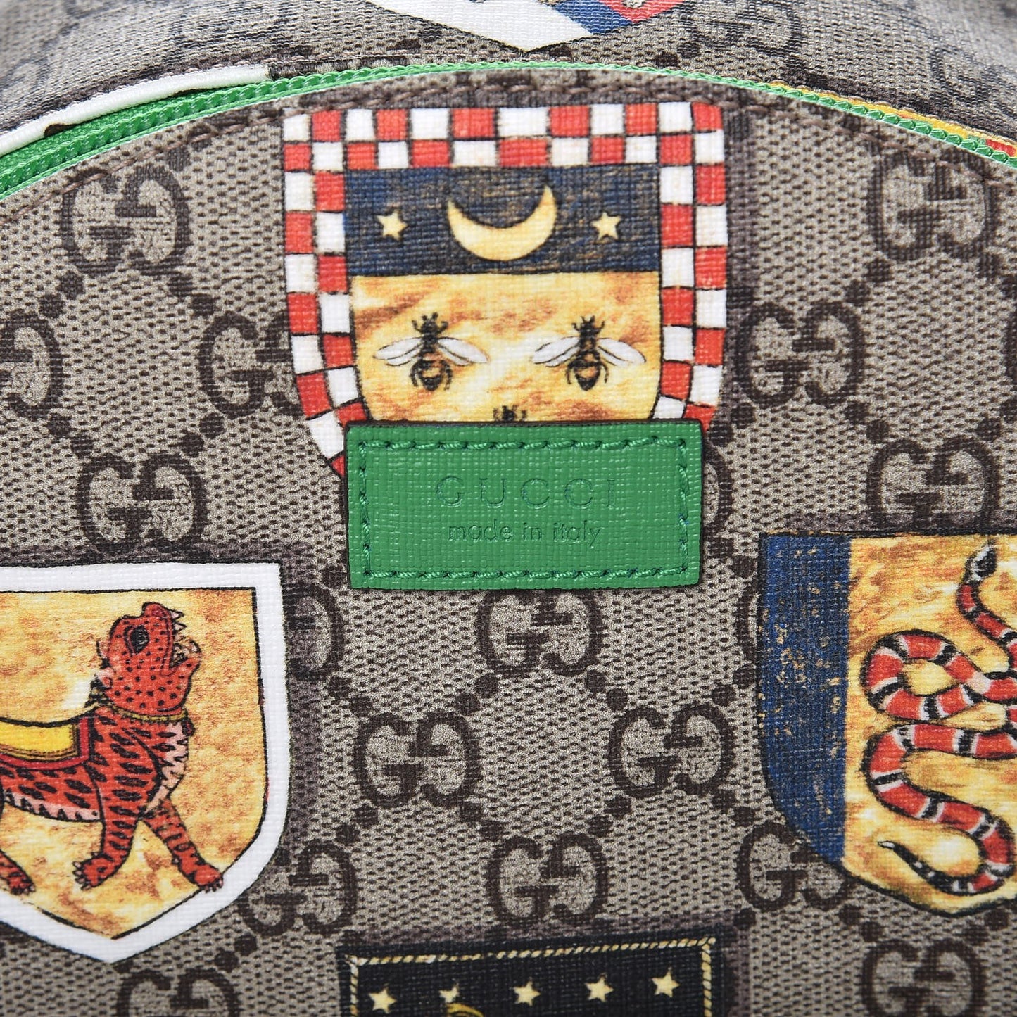 GG Supreme Monogram Children's Crests Backpack Green
