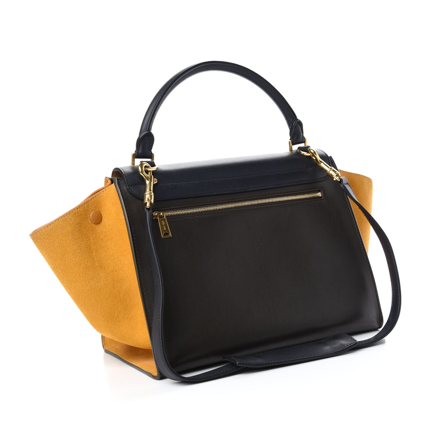 Smooth Calfskin Suede Medium Tri-Color Trapeze Mustard
