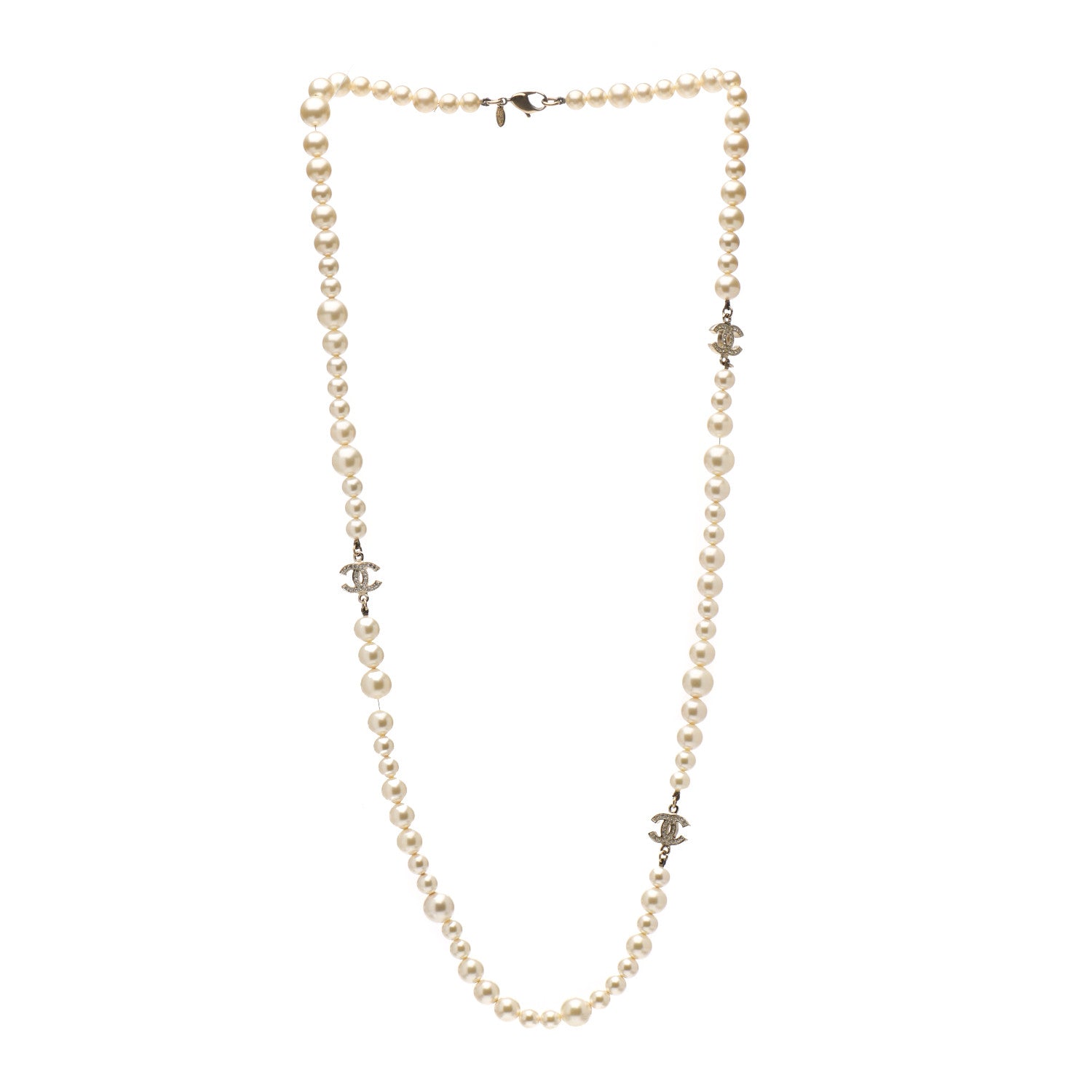 Chanel Pearl Multistrand CC Long Necklace Pearly White 3 of 4