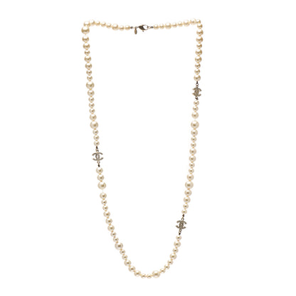 Chanel Pearl Multistrand CC Long Necklace Pearly White 3 of 4
