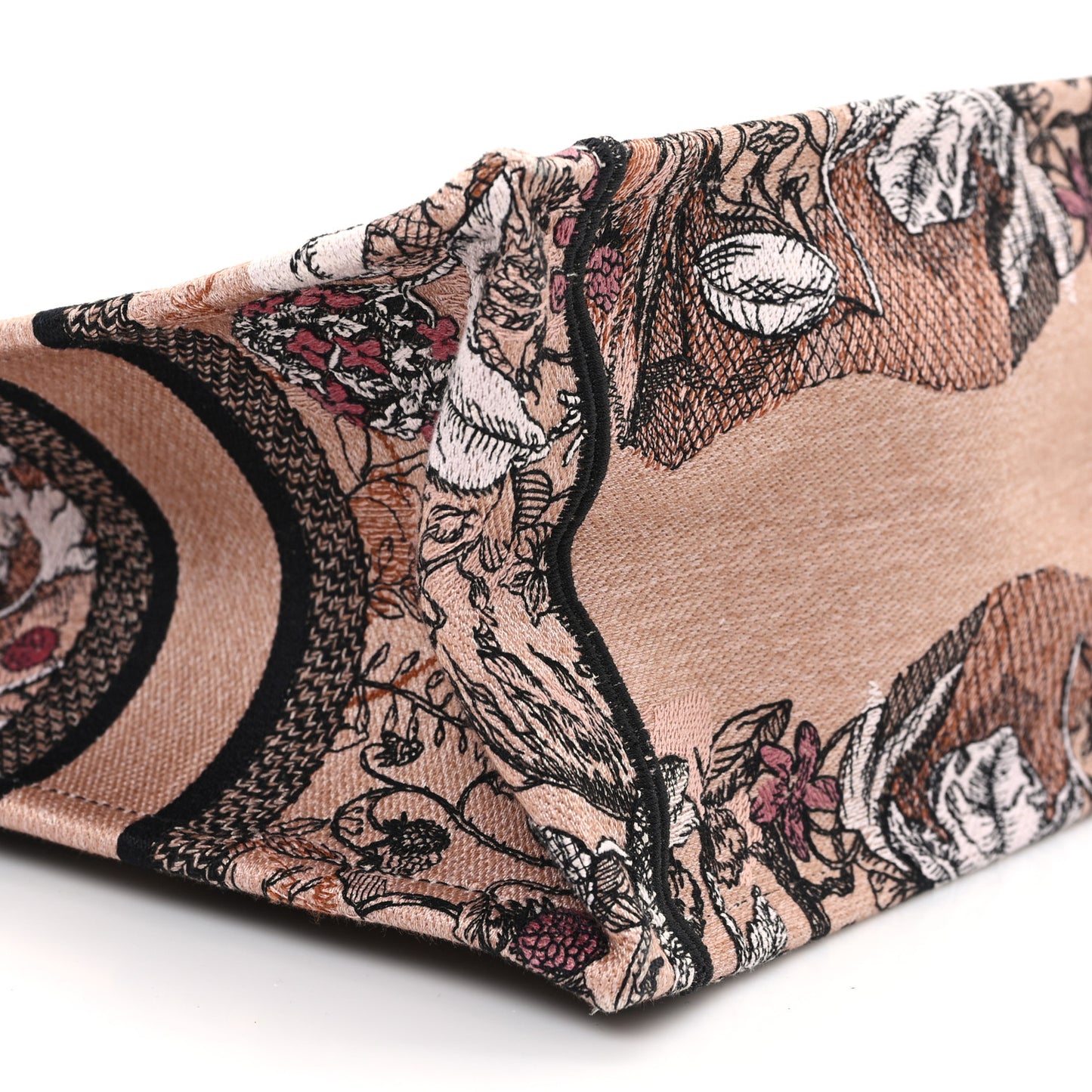 Canvas Embroidered Small Jardin Magique Book Tote Power Pink