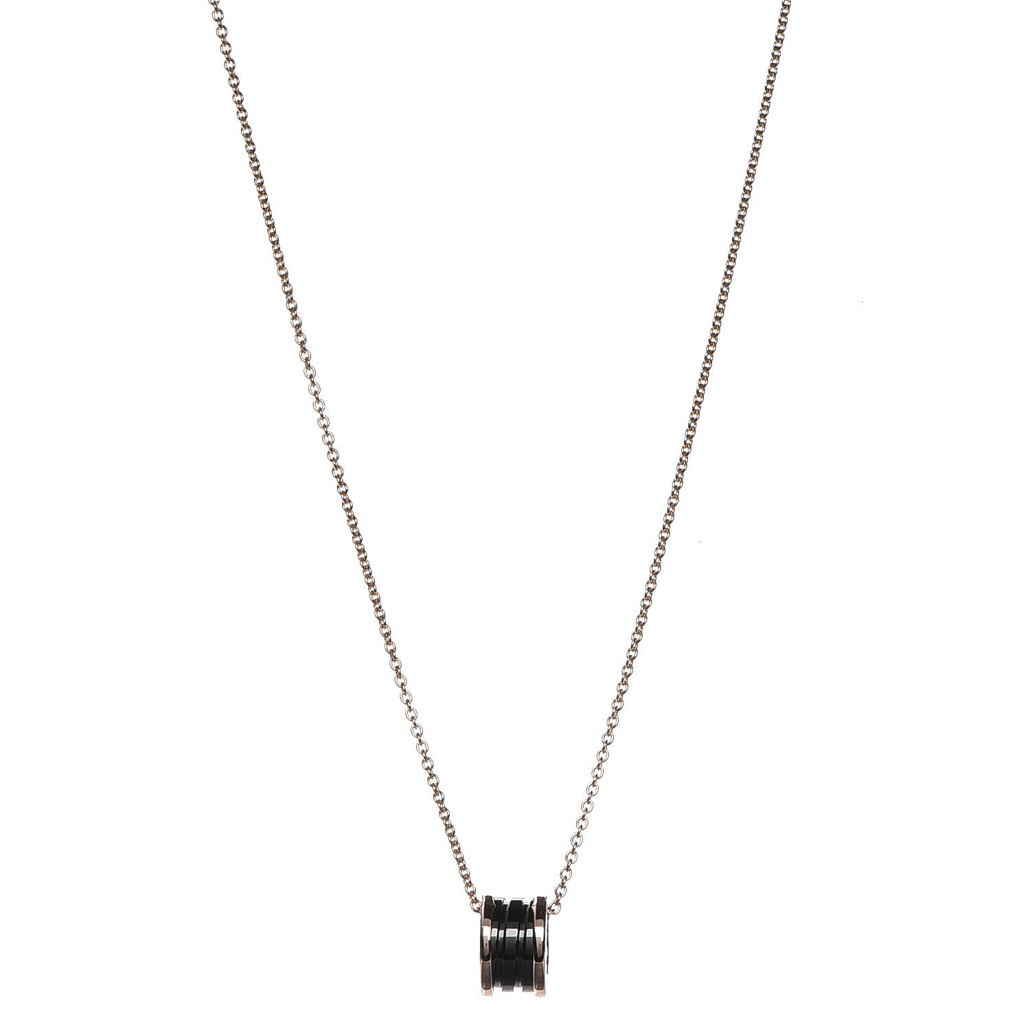 Bulgari 18K Rose Gold Black Ceramic B.Zero1 Pendant Necklace 1 of 9