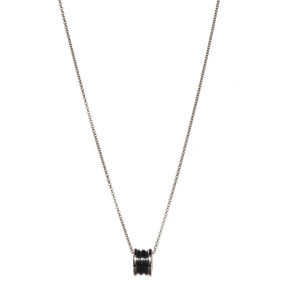 Bulgari 18K Rose Gold Black Ceramic B.Zero1 Pendant Necklace 1 of 9