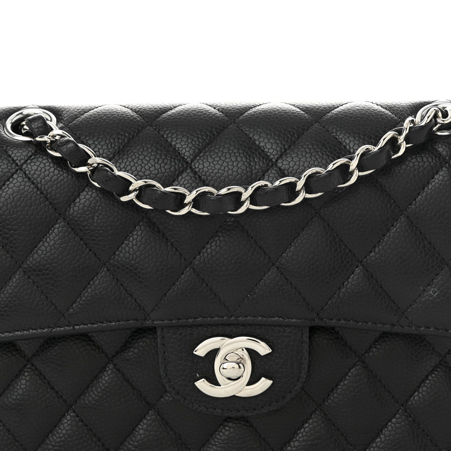 Caviar Quilted Small Double Flap Black