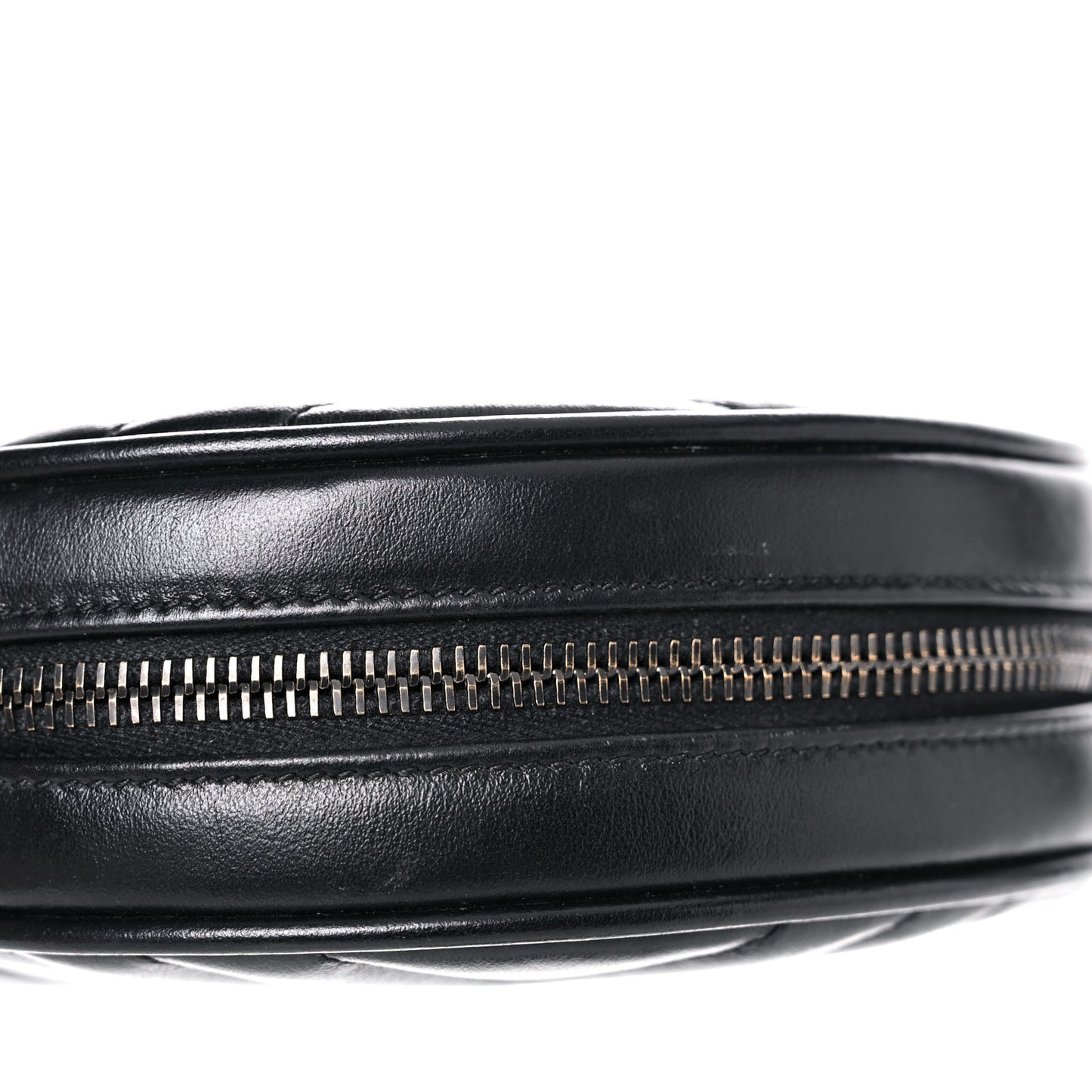 Calfskin Matelasse Chevron Round Vinyle Camera Bag Black