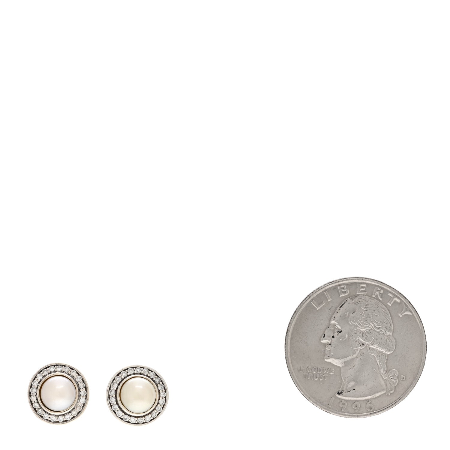 David Yurman Sterling Silver Diamond Pearl Petite Cerise Earrings 2 of 4