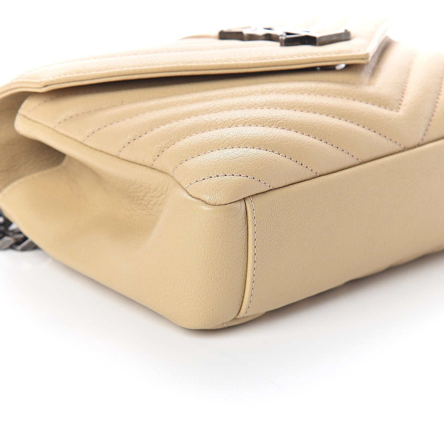 Sheepskin Matelasse Monogram Medium College Bag Beige