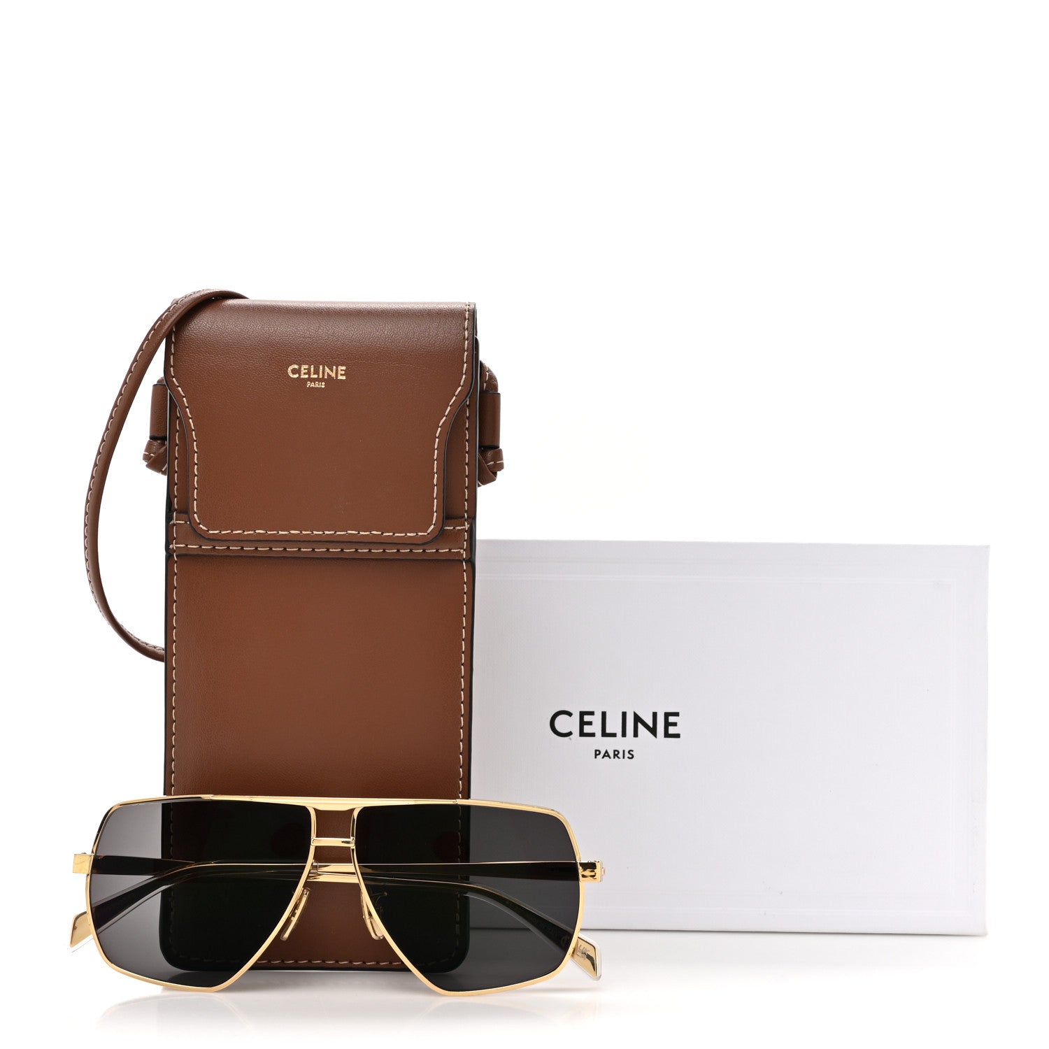 Celine Oversized Aviator Sunglasses CL40246U-Y Gold 8 of 8