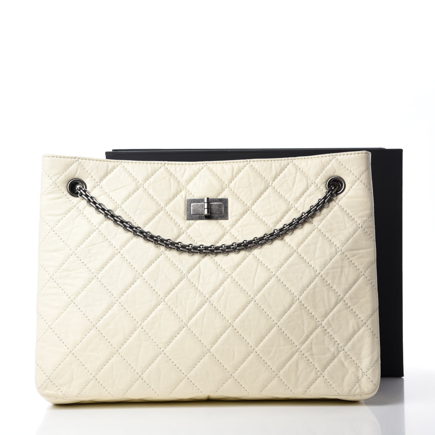 Chanel Aged Calfskin Quilted Reissue 2.55 Tote Ivory 11 of 11