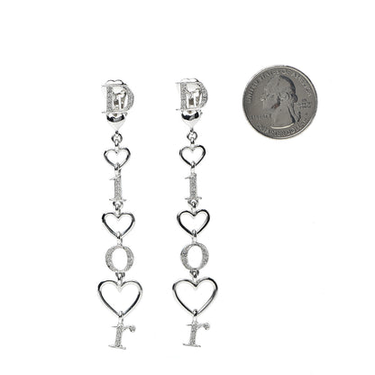 Christian Dior Crystal Heart Clip On Earrings Silver 2 of 4