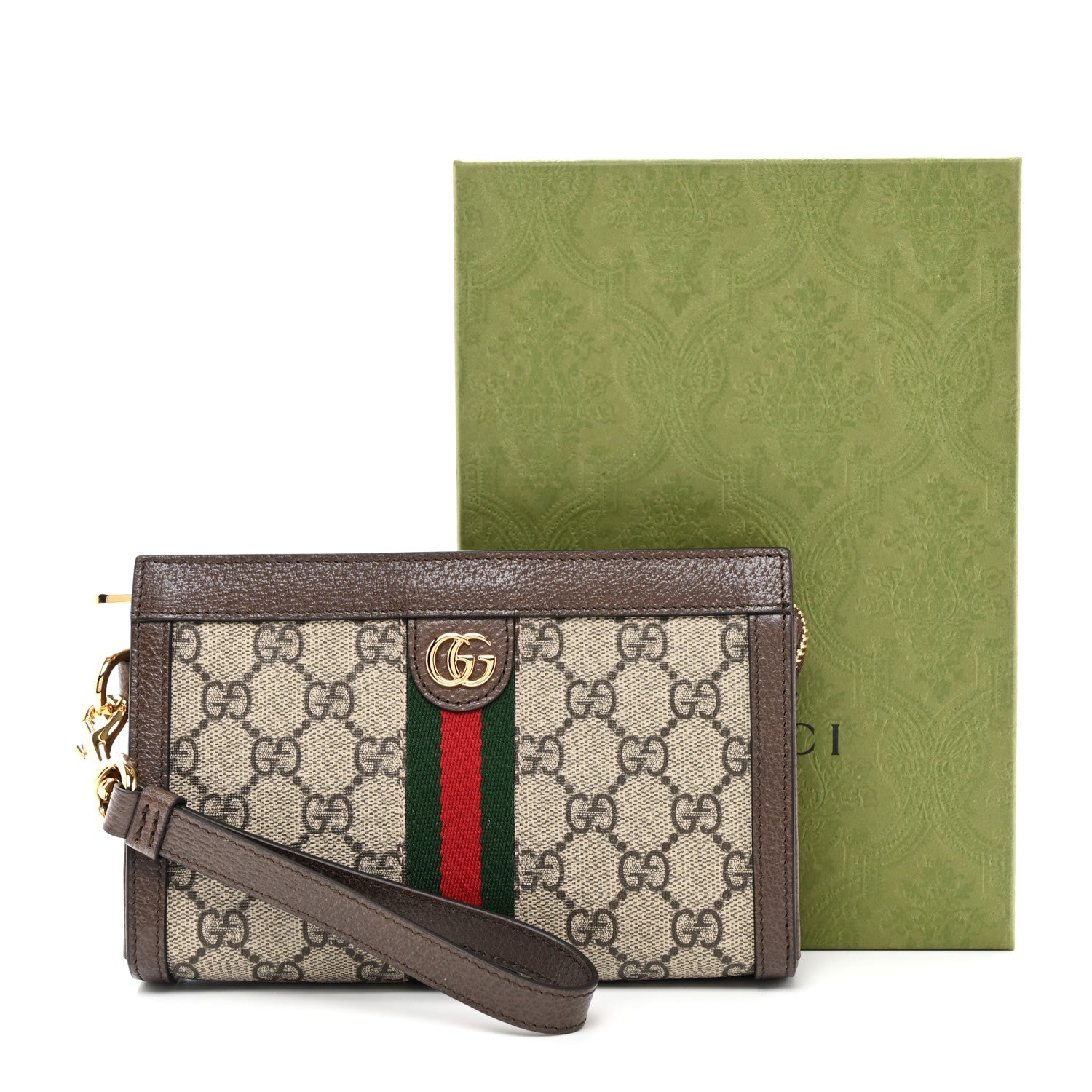 Gucci GG Supreme Monogram Web Ophidia Wristlet Brown 8 of 8
