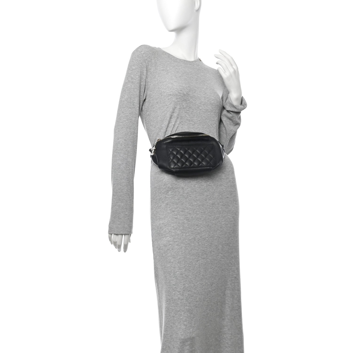 Chanel Lambskin Quilted Waist Bag Fanny Pack Black 2 of 10