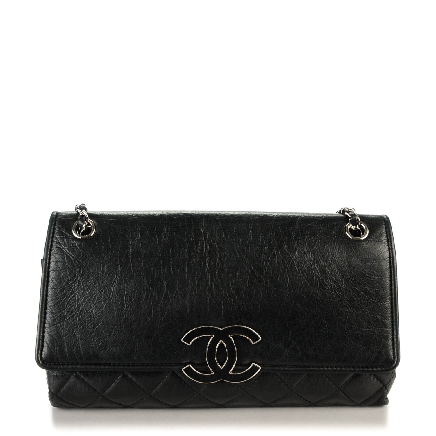 Chanel Distressed Calfskin Hamptons Accordion Flap Black 1 of 8