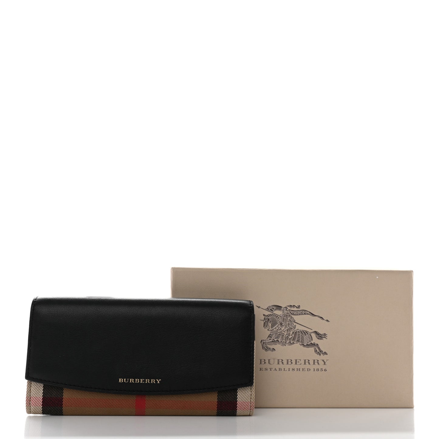 Calfskin House Check Porter Continental Wallet Black
