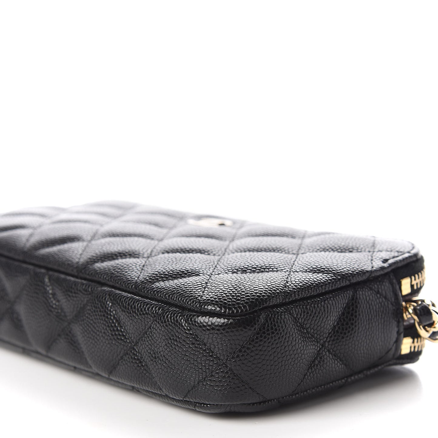 Caviar Quilted Small Clutch With Chain Black