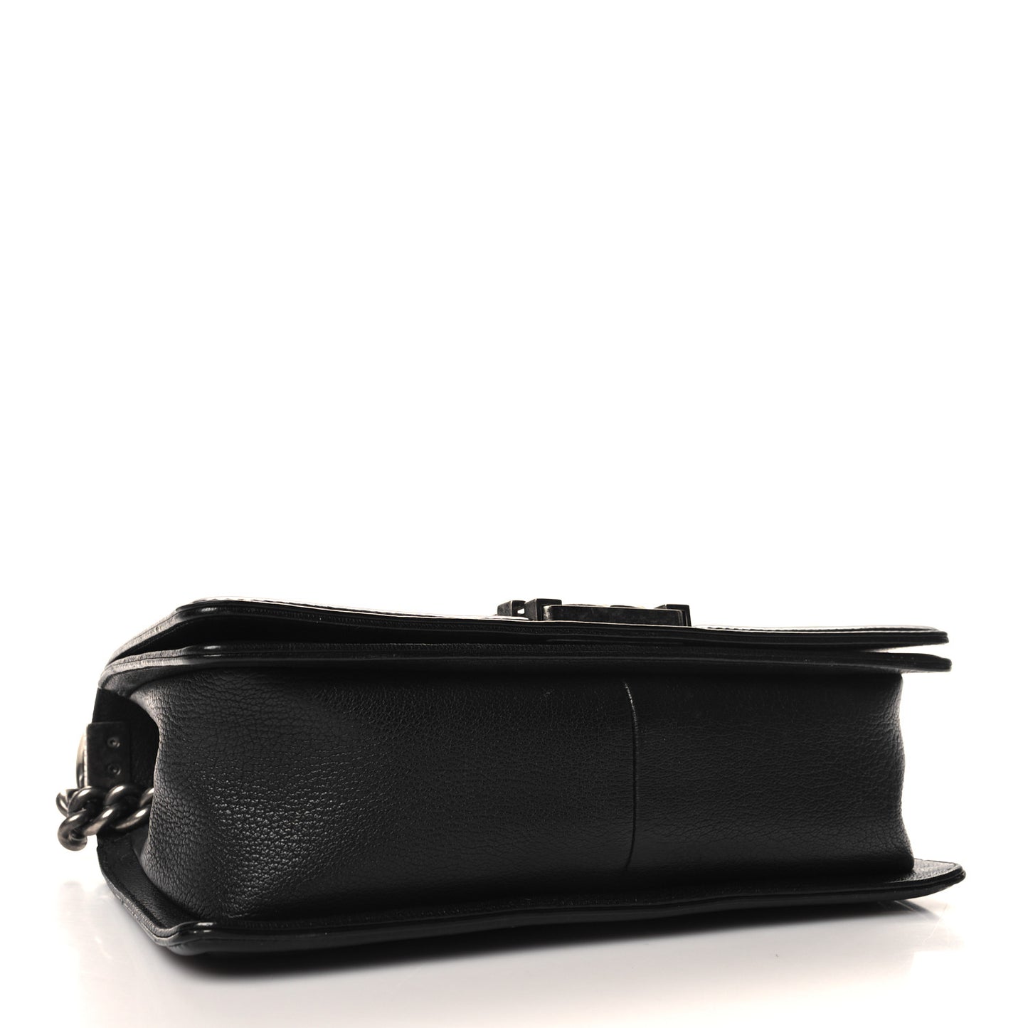 Goatskin Quilted Patent Medium Duo Boy Flap Black